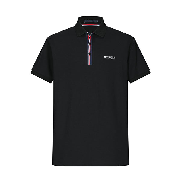 Camiseta TM002# Tipo Polo Negra Para Hombre